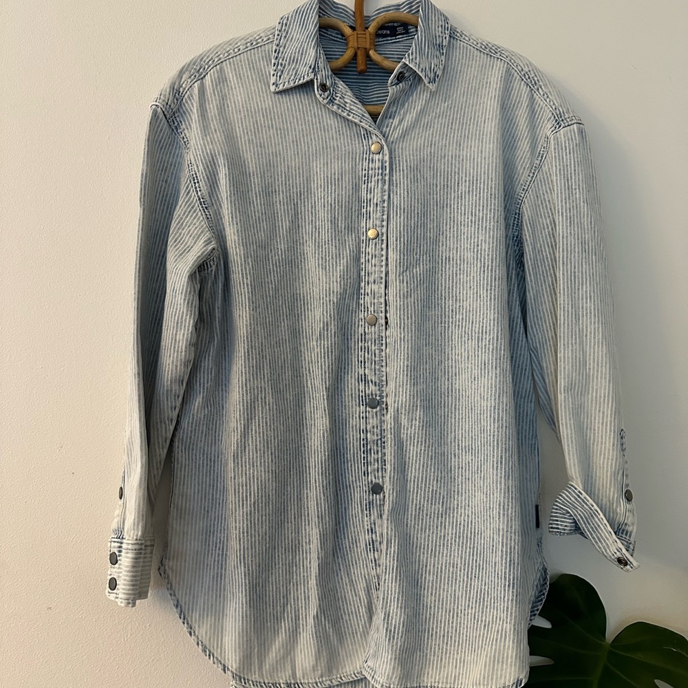 Calvin Klein Jeans Blue and White Striped Shirt